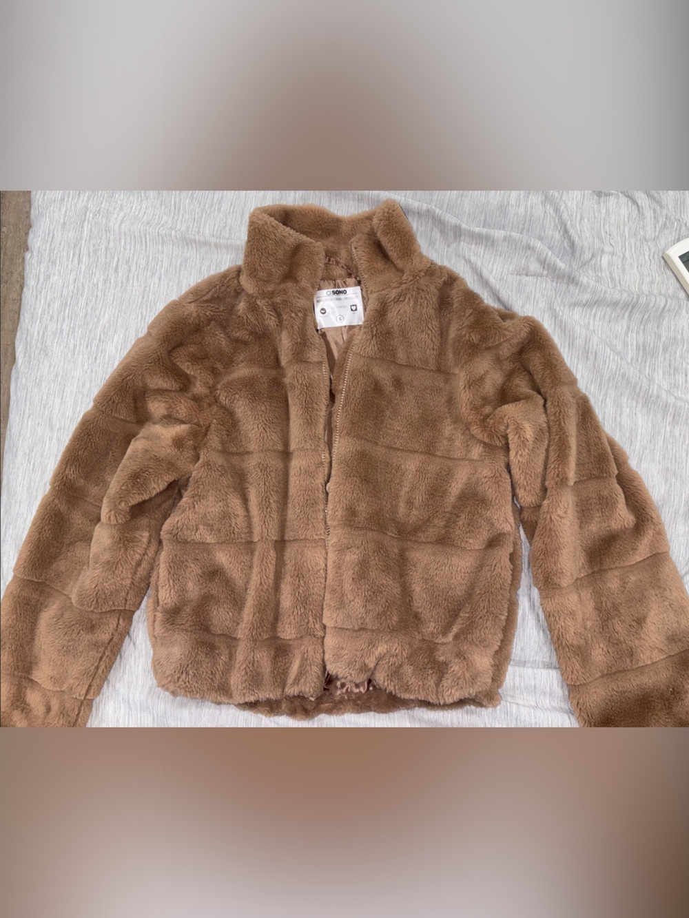 Cozy Teddy Faux Fur Jacket in Warm Brown